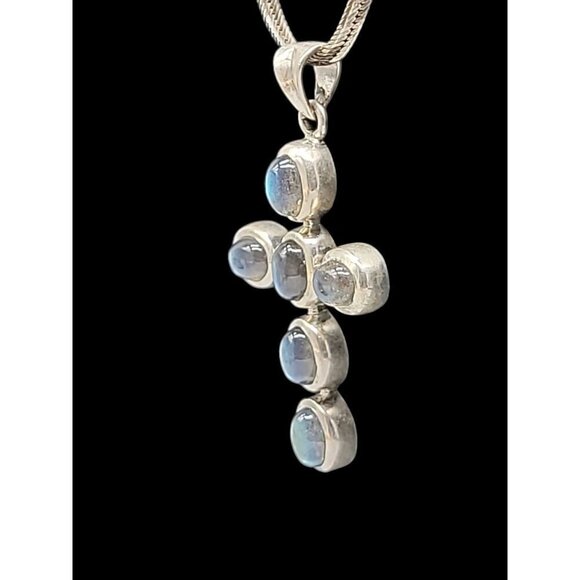 DOUG PAULUS Sterling & Labordite Cross Pendant 24" Italy Chain DP925 India - Picture 12 of 16